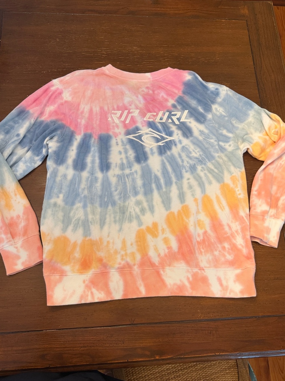 Rip Curl Tie-Dye Pullover Sweatshirt in Pink, Blue & Orange
